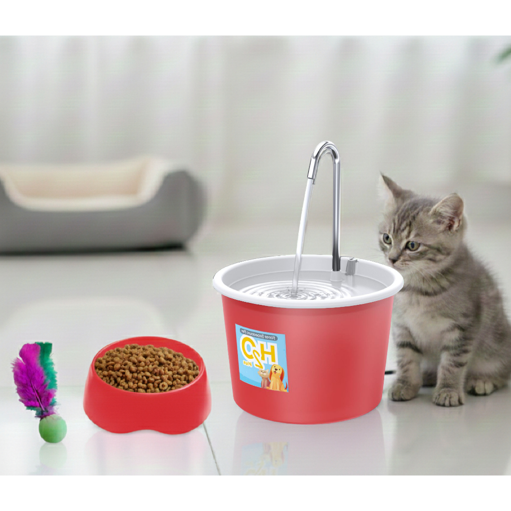 Fonte Bebedouro para Gatos e Cães H2O PLUS + Comedouro 600ml + Pong