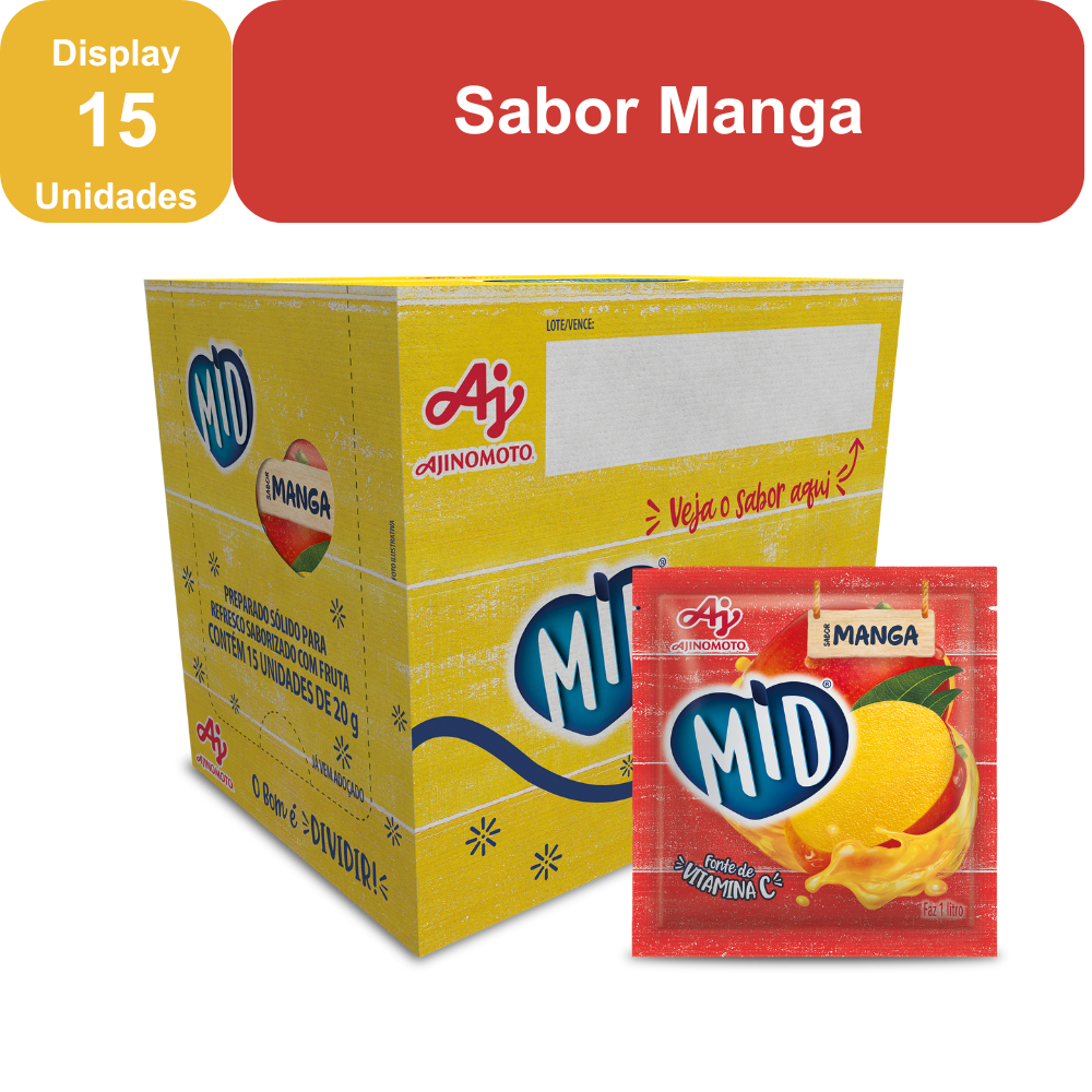 Kit Refresco em Pó MID® Sabor Manga Com 15 Unidades de 20g em Oferta na Shopee