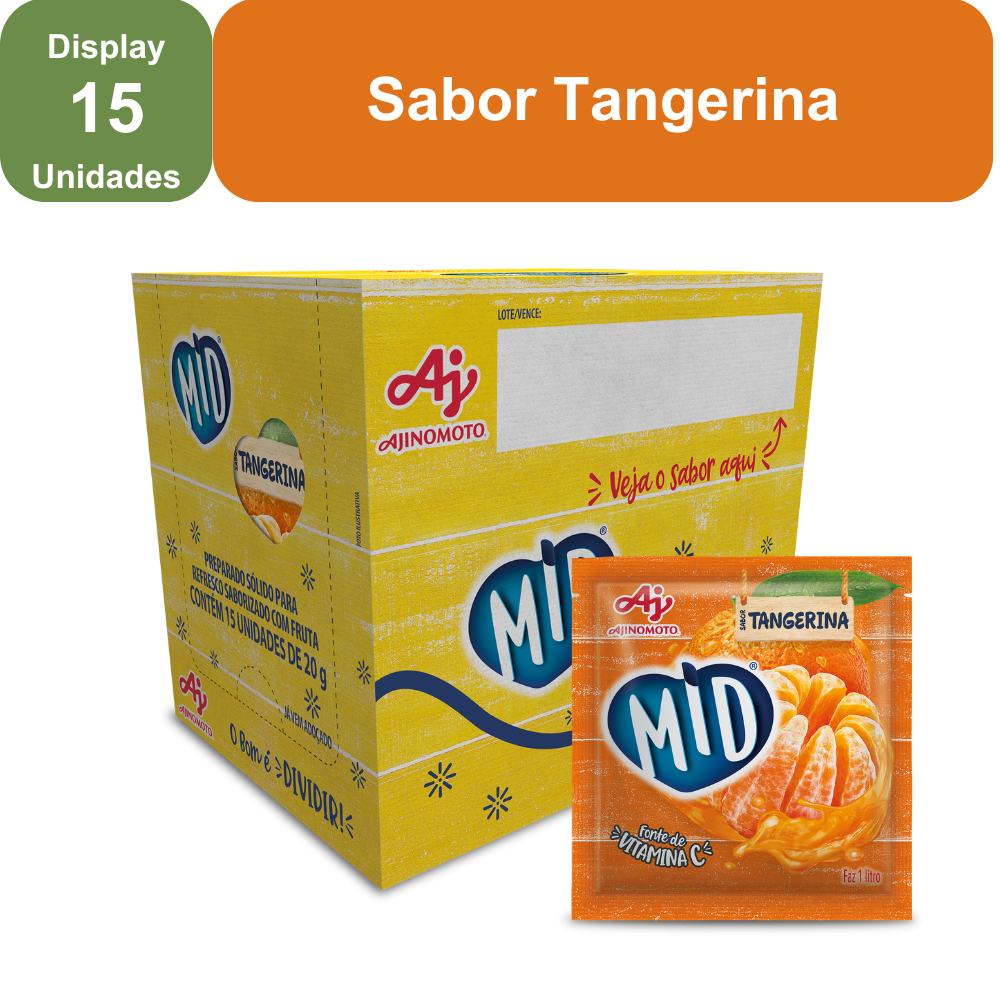 Kit Refresco em Pó MID® Sabor Tangerina Com 15 Unidades de 20g em Oferta na Shopee