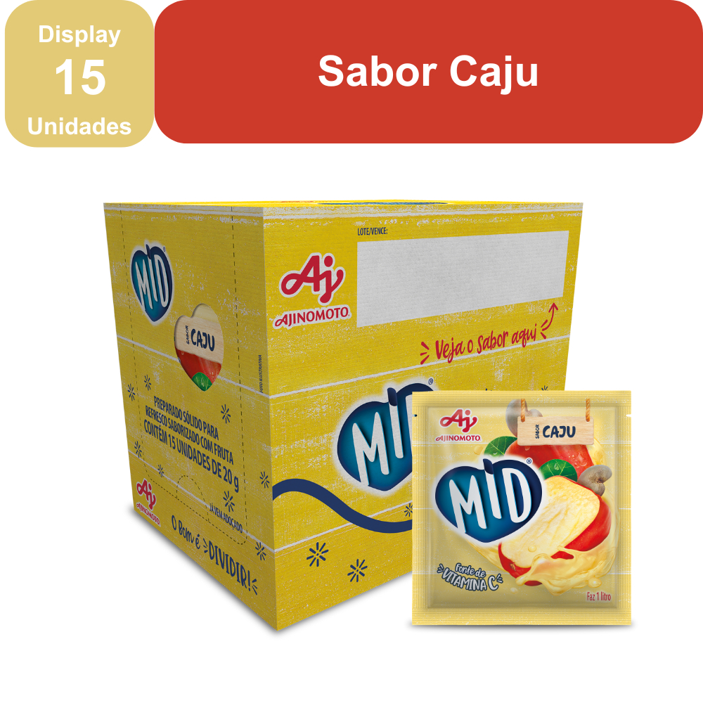 Kit Refresco em Pó MID® Sabor Caju Com 15 Unidades de 20g em Oferta na Shopee
