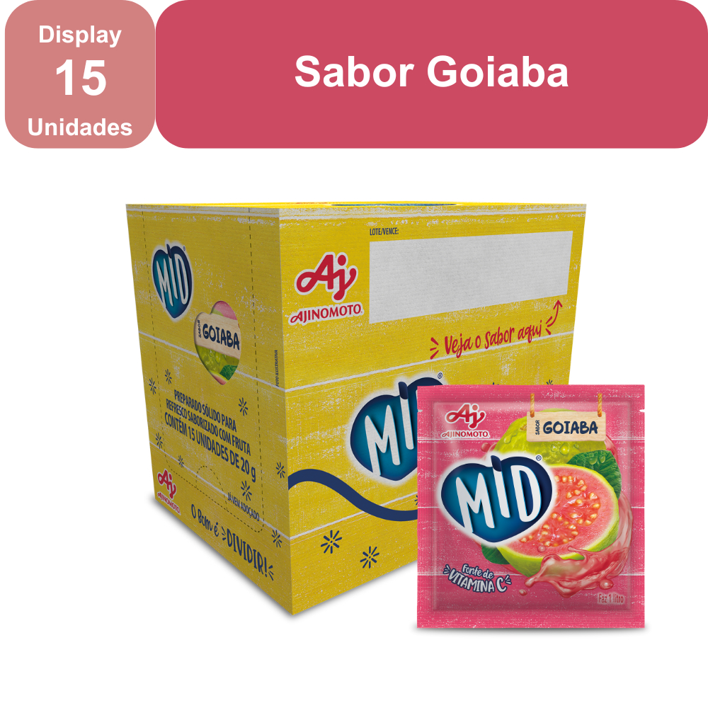 Kit Refresco em Pó MID® Sabor Goiaba Com 15 Unidades de 20g em Oferta na Shopee