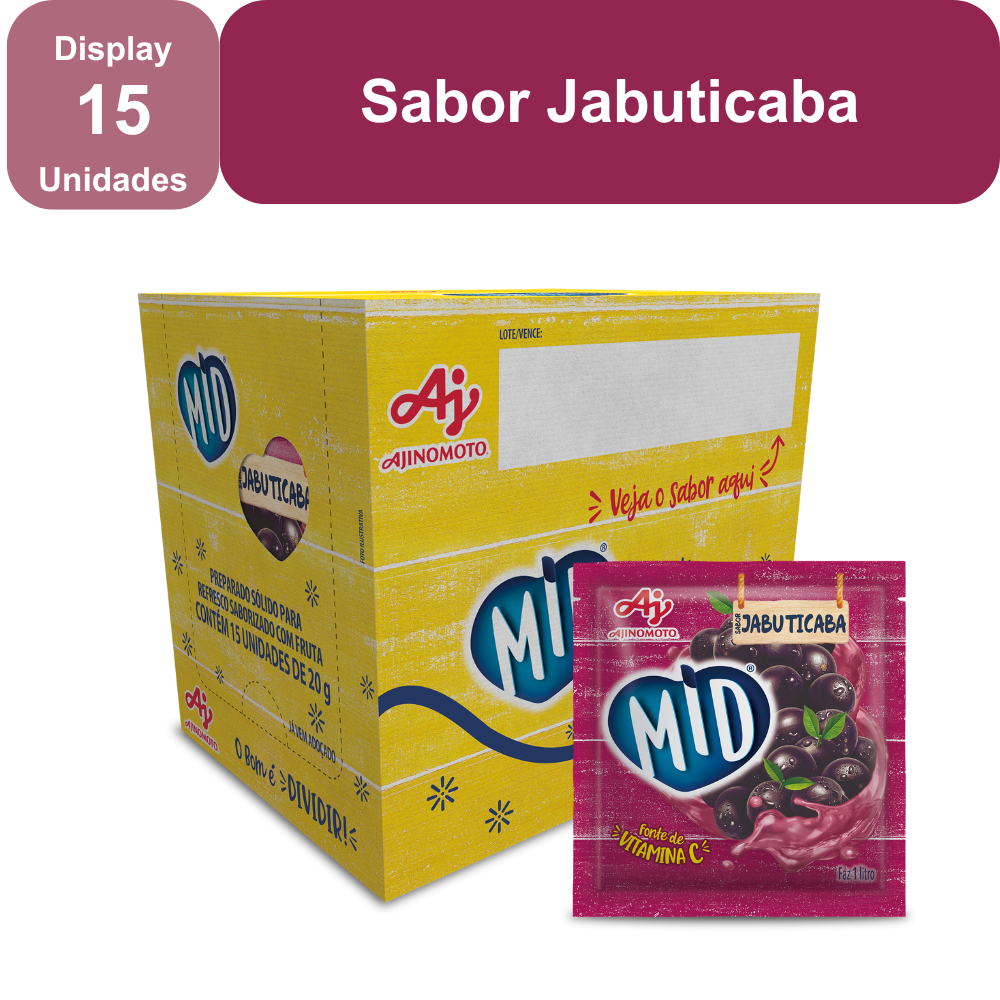Kit Refresco em Pó MID® Sabor Jabuticaba Com 15 Unidades de 20g