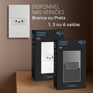 Tomada Flex 10A e 20A com 1, 3 ou 6 Saídas 110v/220v Bivolt Branco ou Preto Avant Neo em Oferta na Shopee