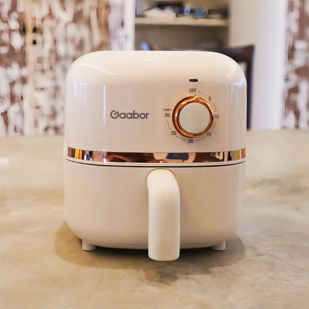 Mini Air Fryer Gaabor Fritadeira Elétrica Sem Óleo 1,4l 127v Off-white E Rose Gold 127v