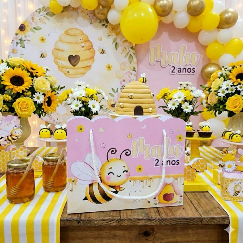 Sacolinha Personalizada Abelinha Lembrancinha Aniversário Festa Infantil
