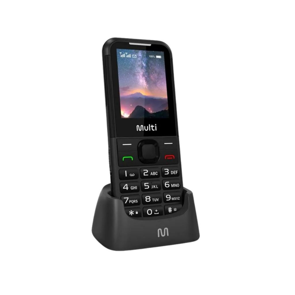 Celular Multi Vita 4G C/ Base Carregadora Dual Chip, Botão SOS, Câmera Preto - P9225