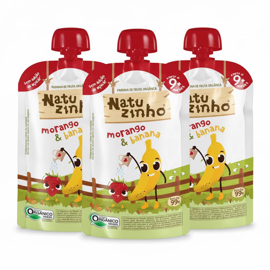 Papinha Orgânica Natuzinho - Morango e Banana - 9+Meses 99g