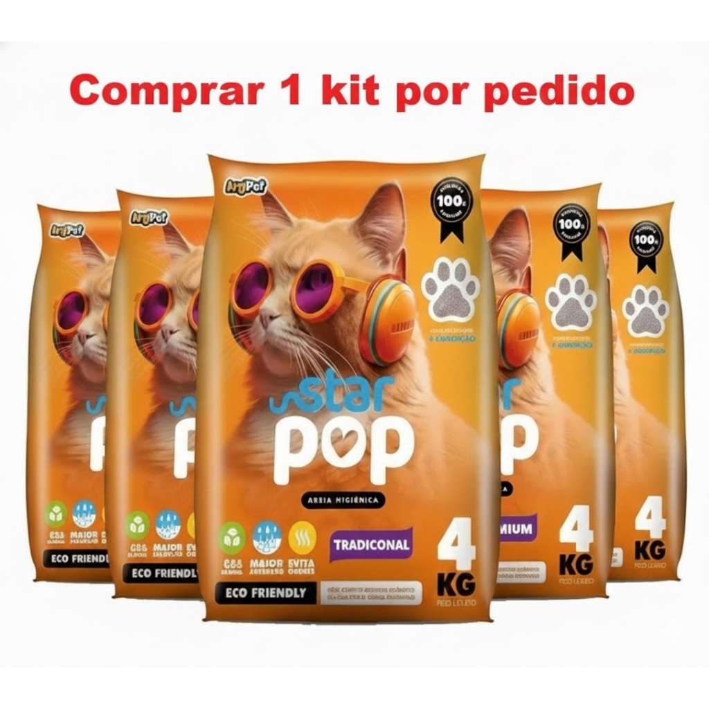Areia Sanitária Gato Natural Argila Absorvente Ecológica (Antiodor) - Star Pop Tradicional - 20Kg em Oferta na Shopee