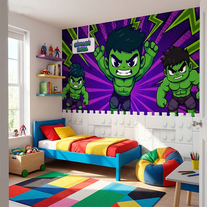 Papel de Parede Incrível Hulk Marvel Verde Adesivo Personalizado M² PAREDE TODA