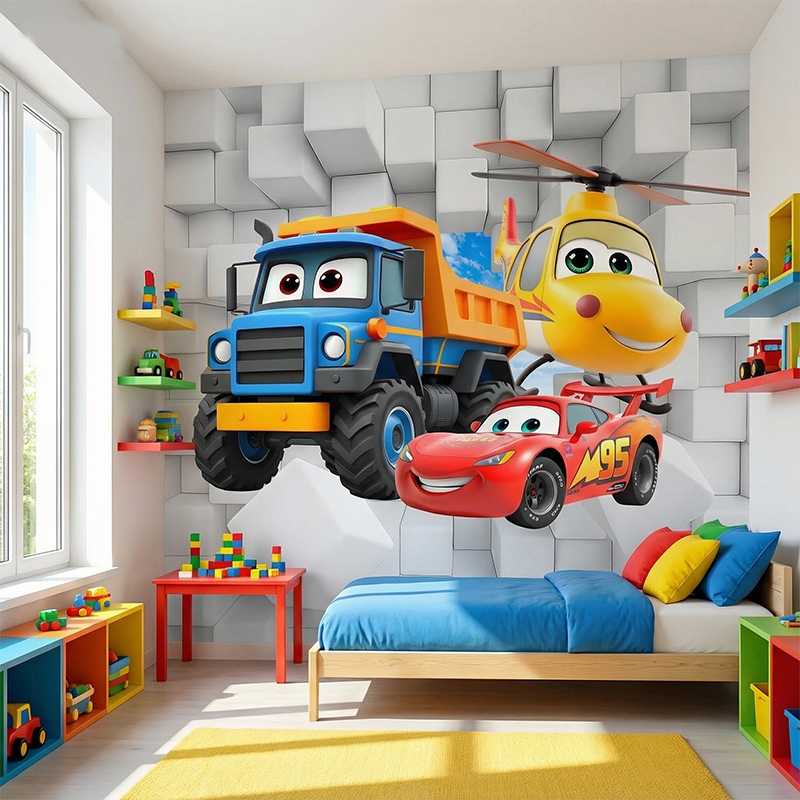 Papel de Parede Carros Disney Relampago Macqueen Infantil Adesivo Personalizado M² PAREDE TODA