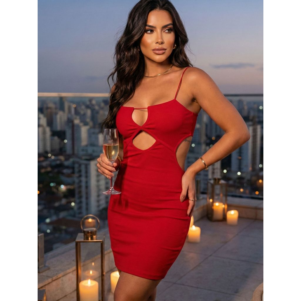 Vestido Feminino Curto Gringo Colado Tecido Anaruga Com Abertura Frontal e Atrás Estilo e Conforto em Oferta na Shopee