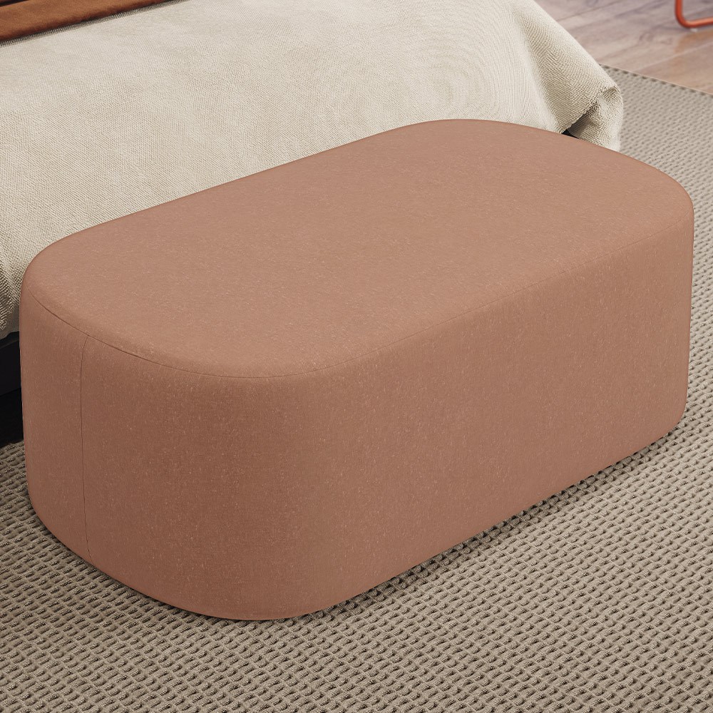 Puff Decorativo Orgânico Para Living Quarto 100cm Doha W01 Linho Rosê - Lyam Decor em Oferta na Shopee