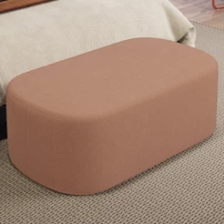 Puff Decorativo Orgânico Para Living Quarto 100cm Doha W01 Linho Rosê - Lyam Decor