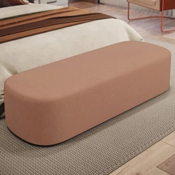 Puff Decorativo Orgânico Para Living Quarto 140cm Doha W01 Linho Rosê - Lyam Decor