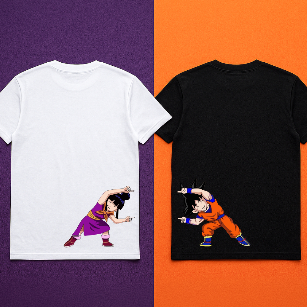 Conjunto Kit Camiseta Casal Goku e Chi chi Dragon Ball Anime P ao G3 100% Algodão