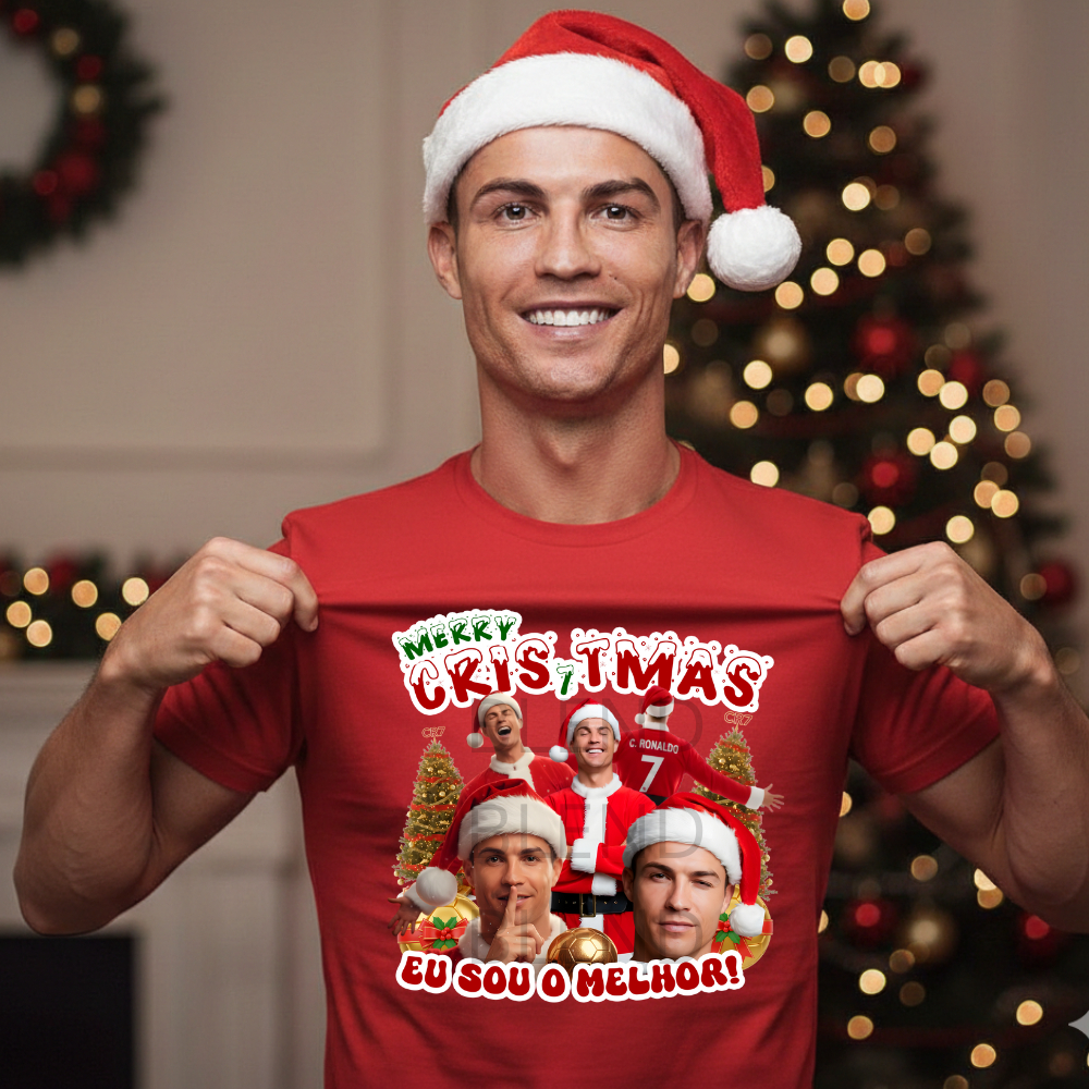Camiseta Camisa Merry Cris Tmas Cristiano Ronaldo Natal Cr7 100% Algodão
