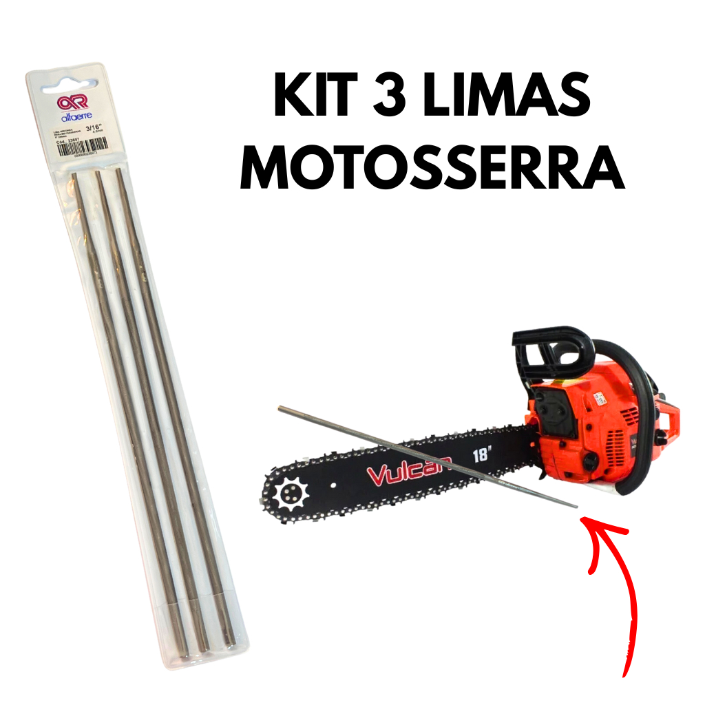 Kit 3 Lima Redonda Para Corrente Motosserra 4,8mm HUSARVANA STIHL VULCAN TEKNA NAGANO CARBON FAK