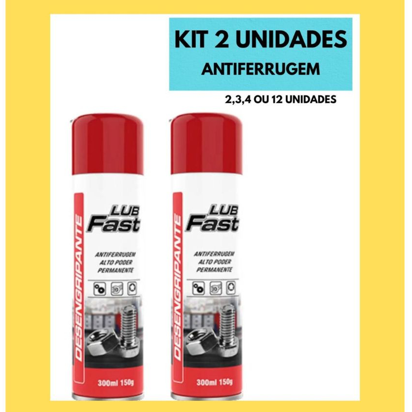KIT Desengripante 2,3,4 ou 12 unidades Lubrificante Oleo óleo Spray Antiferrugem LUB FAST 300ML SIMILAR WD40 em Oferta na Shopee