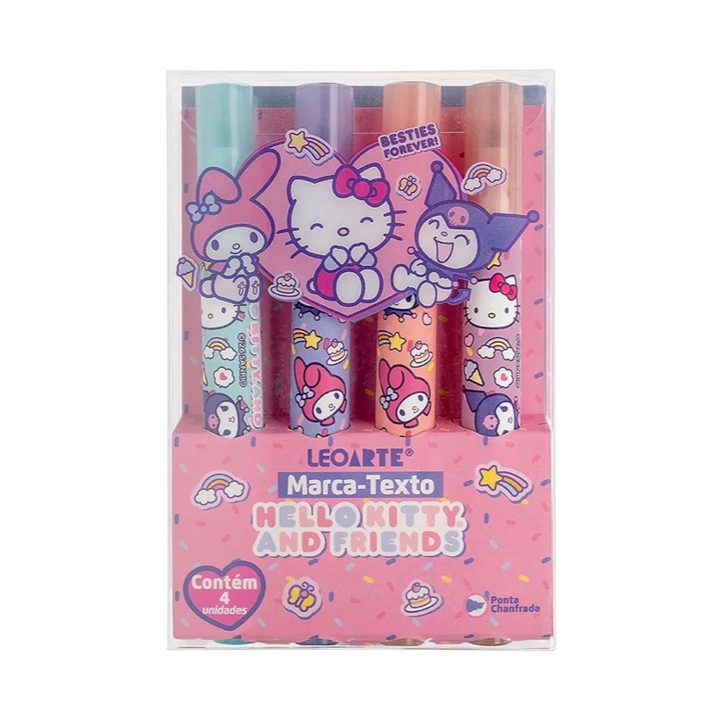 Marca Texto Hello Kitty e Amigos com 4 Cores Leoarte em Oferta na Shopee