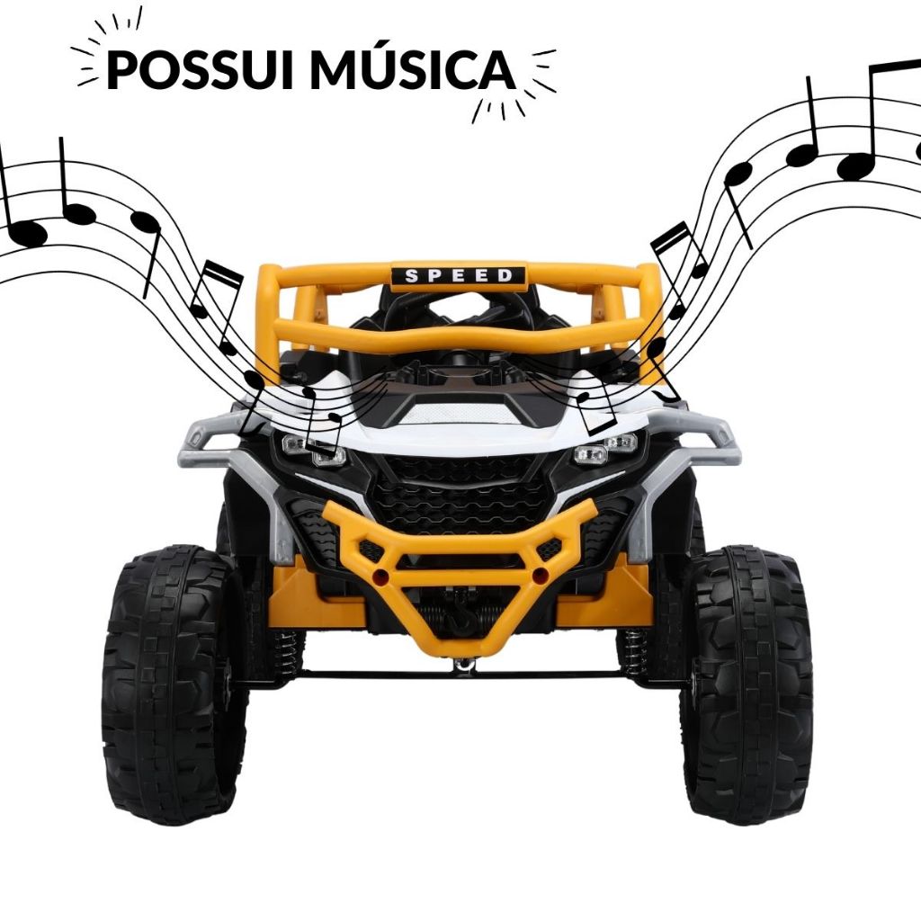 Mini Quadriciclo Elétrico 12V Infantil Com Controle Remoto e Entrada USB Bluetooth MP3 Branco e Amarelo - Importway · foto 2