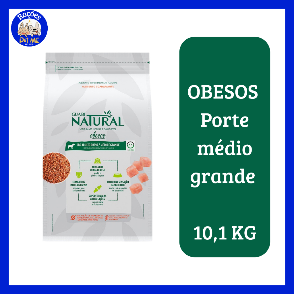 Ração para cães Guabi Natural Obesos de Porte Médio e Grande 10,1kg