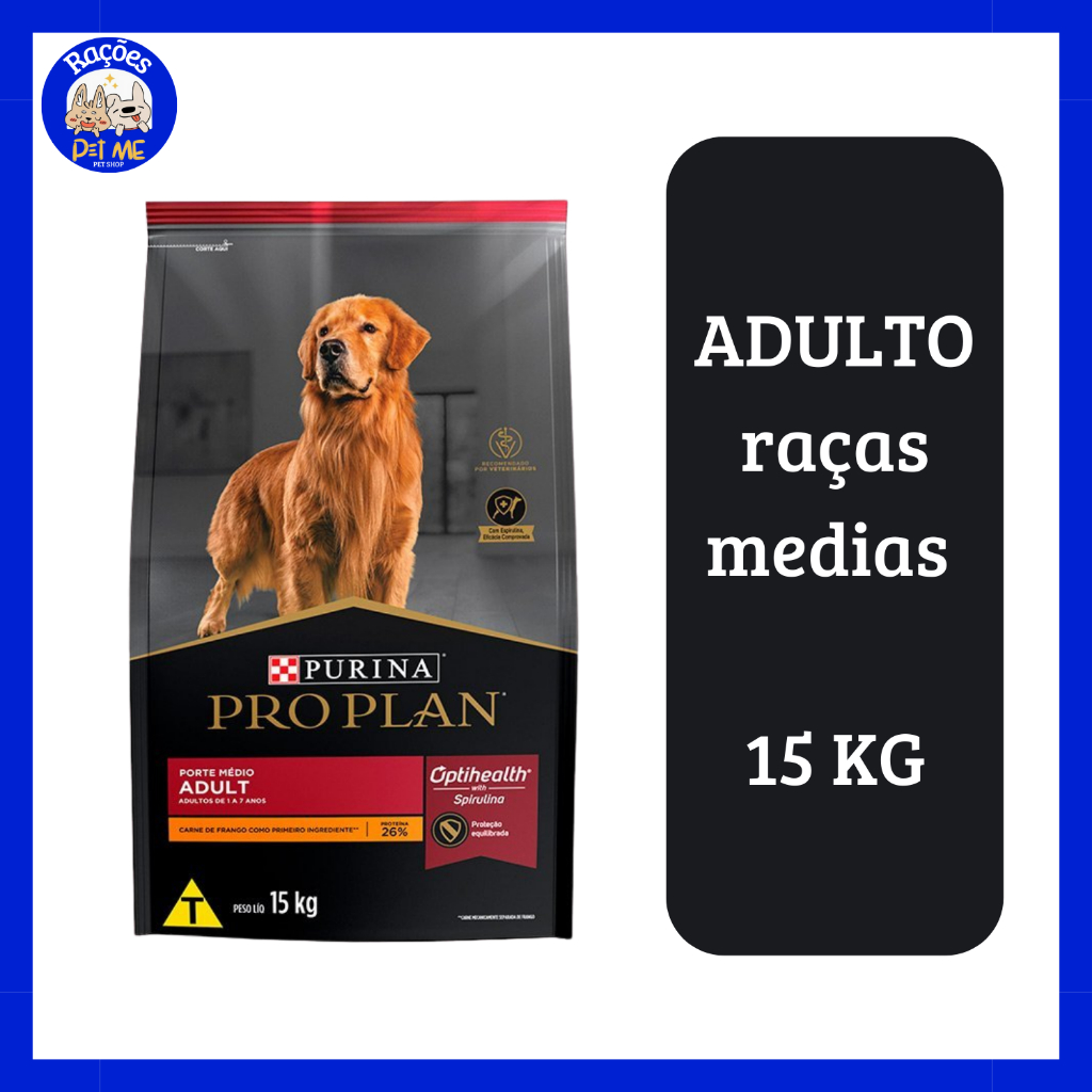 Ração 15kg para Cães Adultos Nestlé Pro Plan Raças Médias