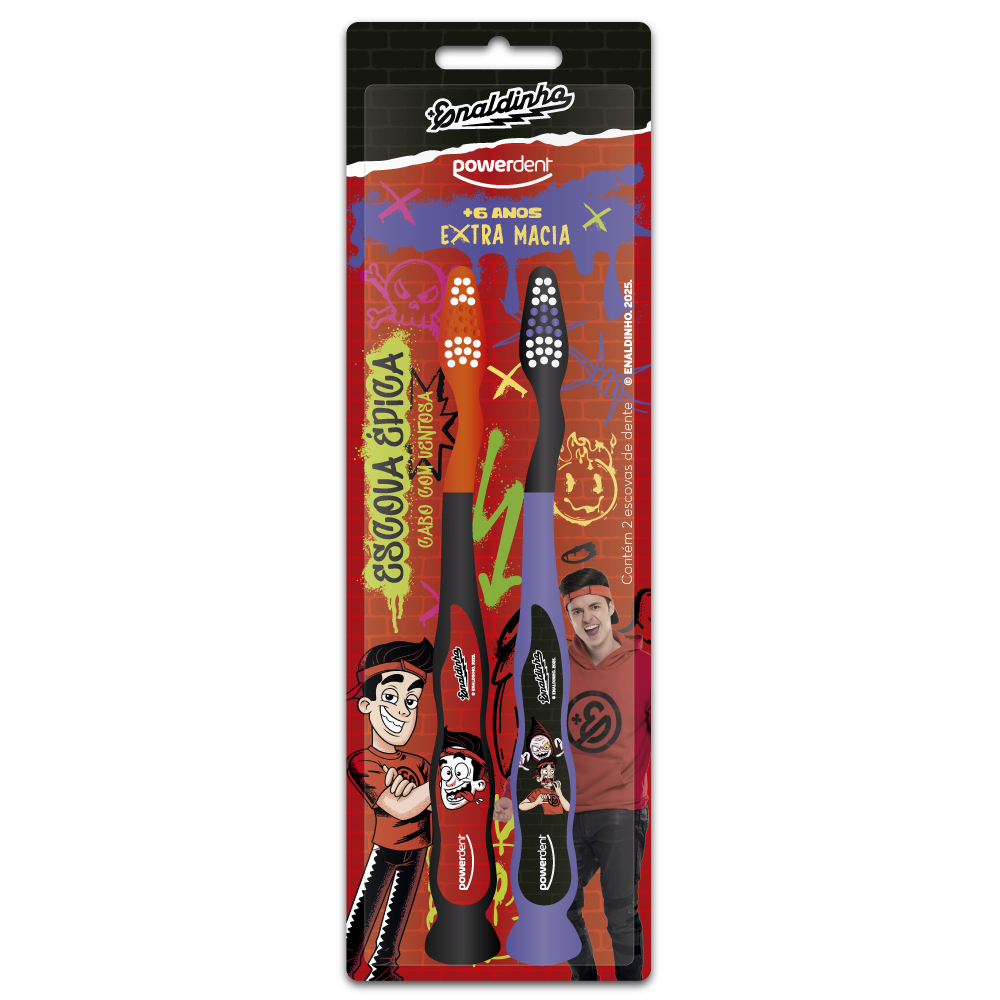 Escova de dente infantil Enaldinho 2un cerdas macias uso infantil em Oferta na Shopee