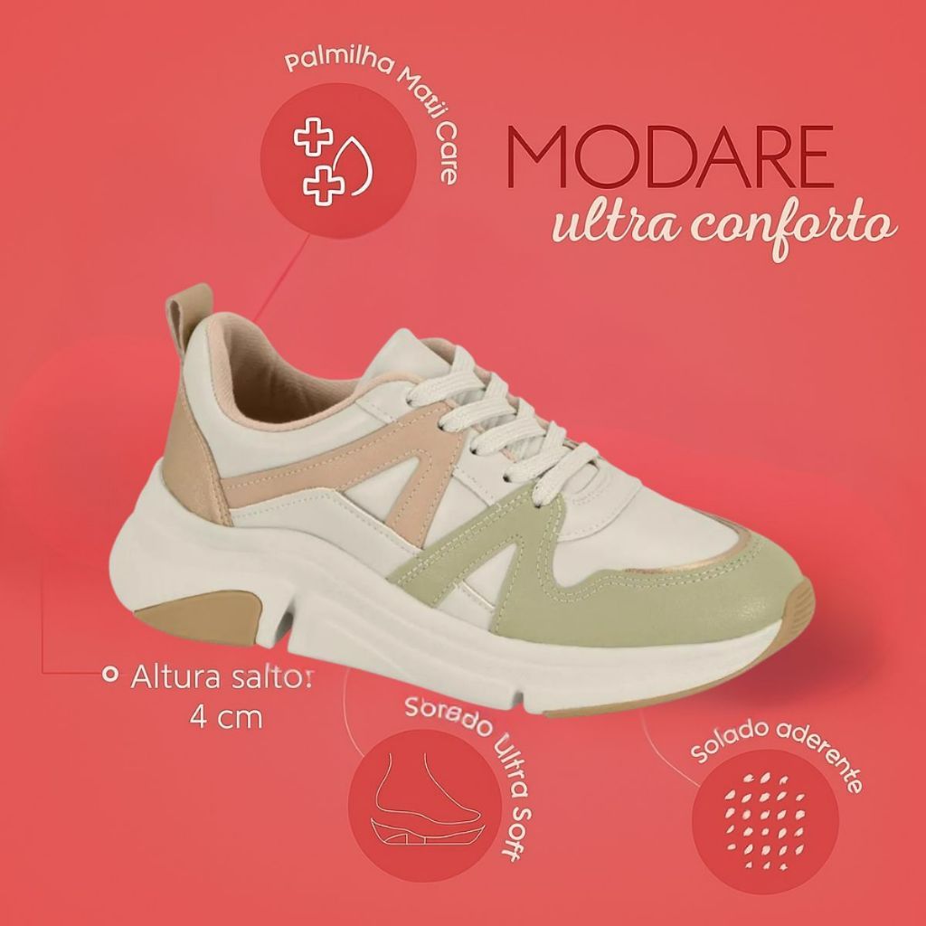 Tênis Sneaker Modare Feminino Casual Extra com Palmilha Maxxi Ultraconforto