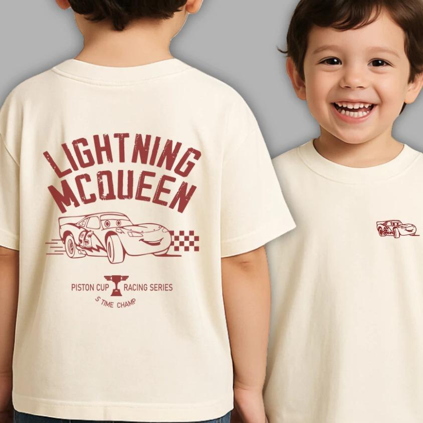 Camiseta Infantil Estampada Unissex Mcqueen Carros Personagens Criança Personalizado