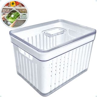 Organizador Geladeira Quadrado 3,8L Cesto Tela Tampa Multiuso Alimentos Verduras Vegetais Plastutti em Oferta na Shopee