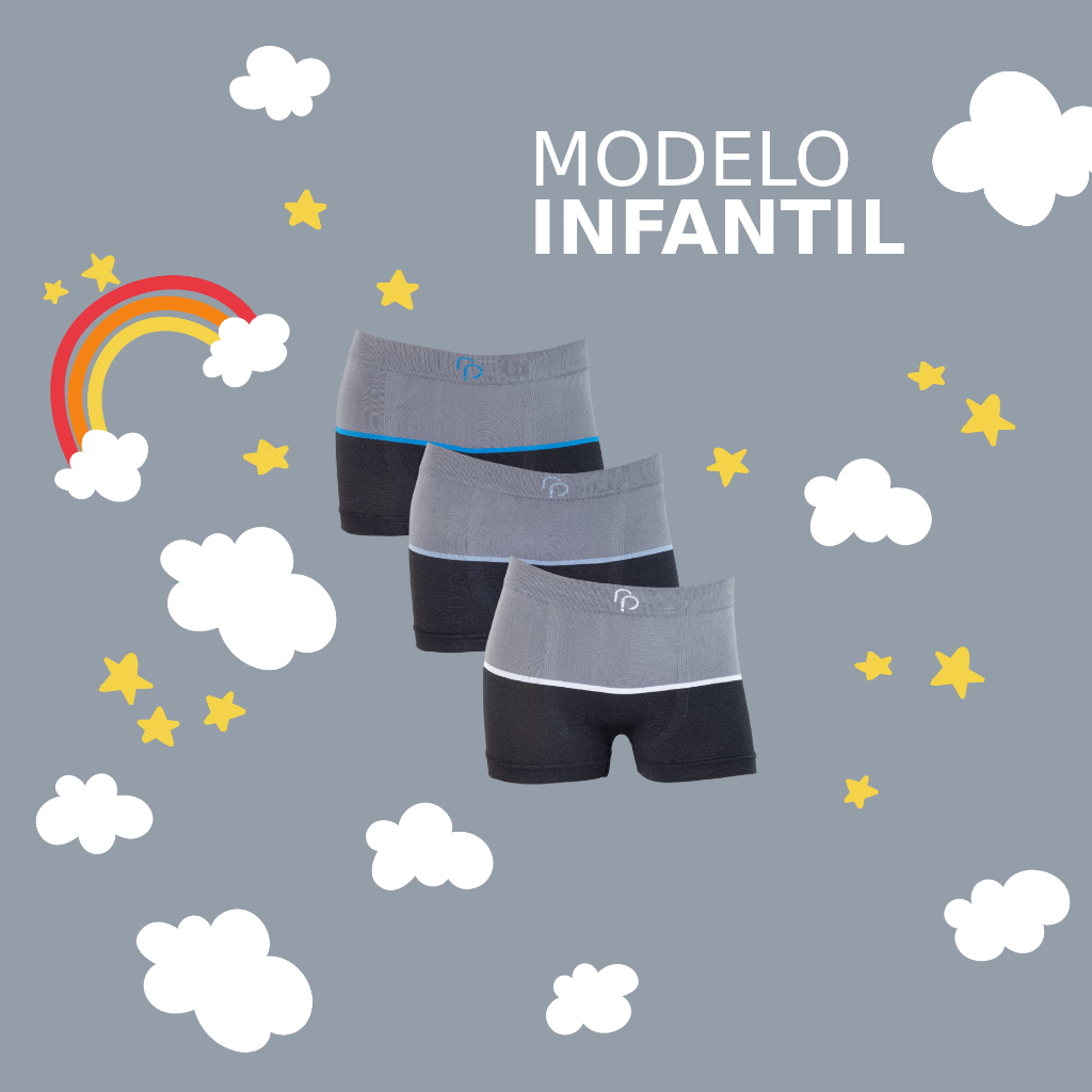 6 Cuecas Boxer Infantil Rafa Parize Sem Costura Microfibra Meninos Criança - Sortida