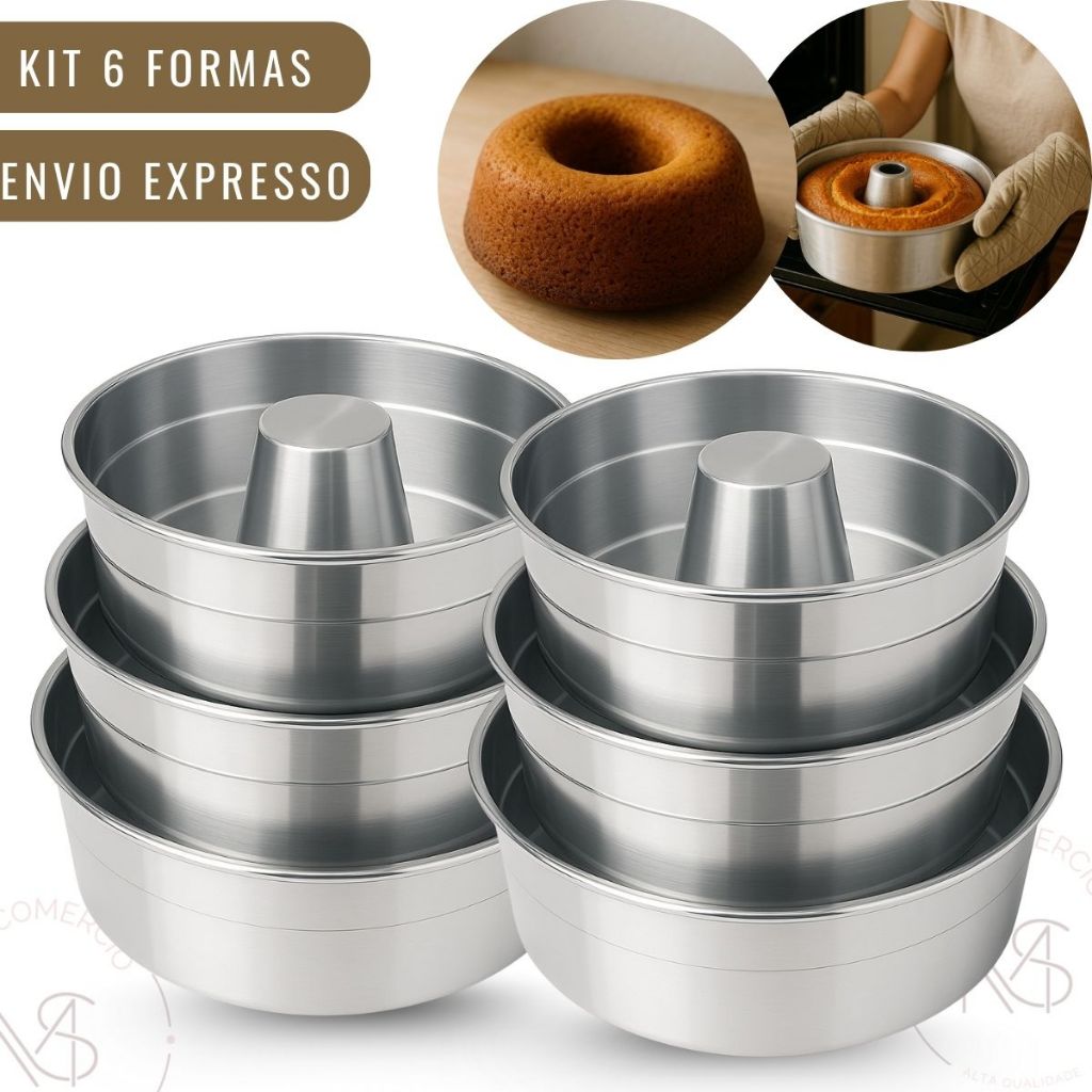 Jogo 6 Formas Bolo e Pudim Assadeira N18,20,22,24,26 em Oferta na Shopee