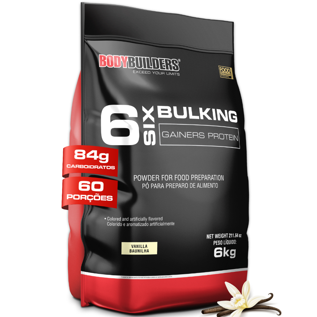 6 Six Bulking Gainers Protein Refil 6kg - Suplemento Hipercalórico - Bodybuilders em Oferta na Shopee