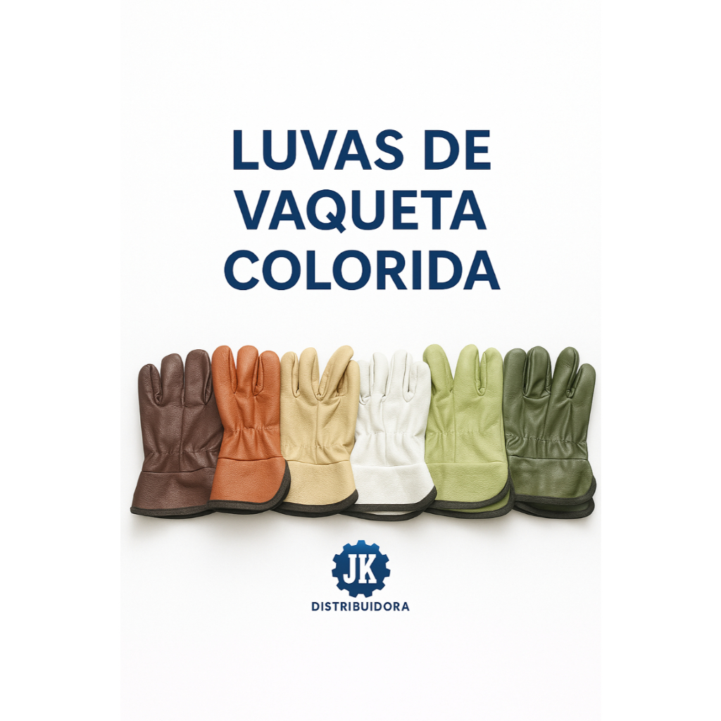 Luva de Couro Legítimo Reforçada Promoção Tamanho 10 Direto da Fábrica com CA  com Variedades de Cor