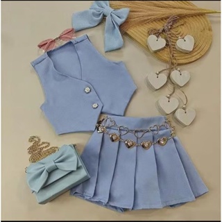 short saia pinsada e colete 2 4 6 8 10 em Oferta na Shopee