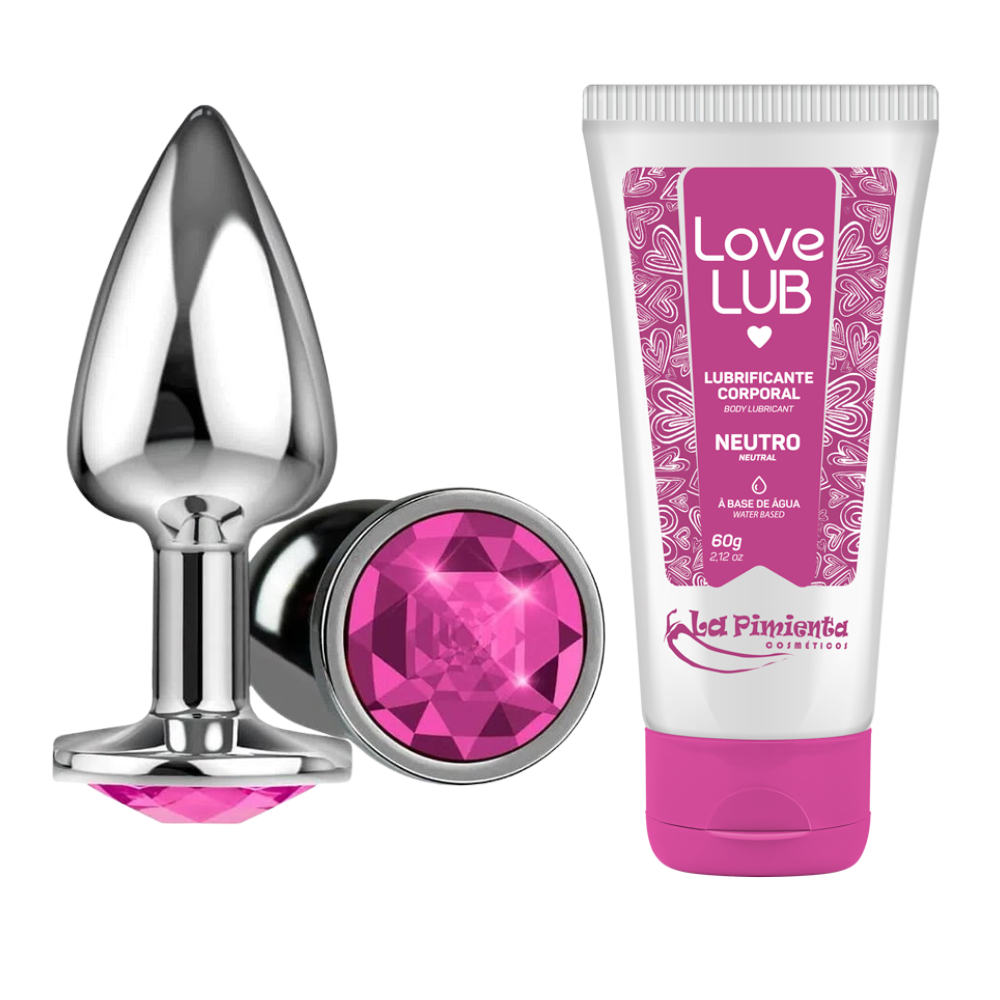 Plug Anal + Lubrificante Íntimo Neutro Love Lub Gel Para Massagem Bisnaga 60g Dilatador Anal
