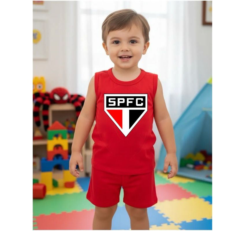 Conjunto Infantil Regata e Bermuda Verão Time Futebol em Oferta na Shopee