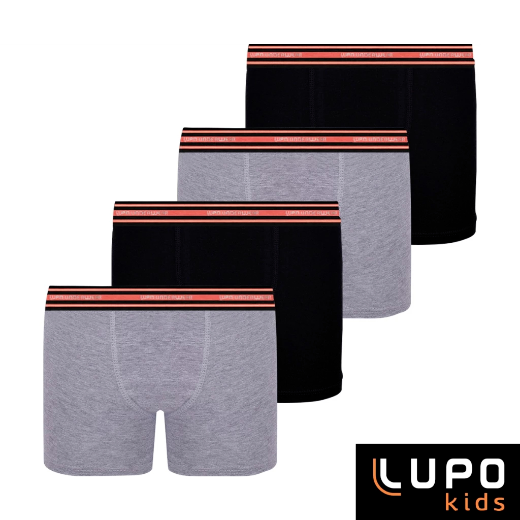 Kit 4 Cuecas Boxer Infantil Lupo Cueca Box Menino Macia de Algodão Original