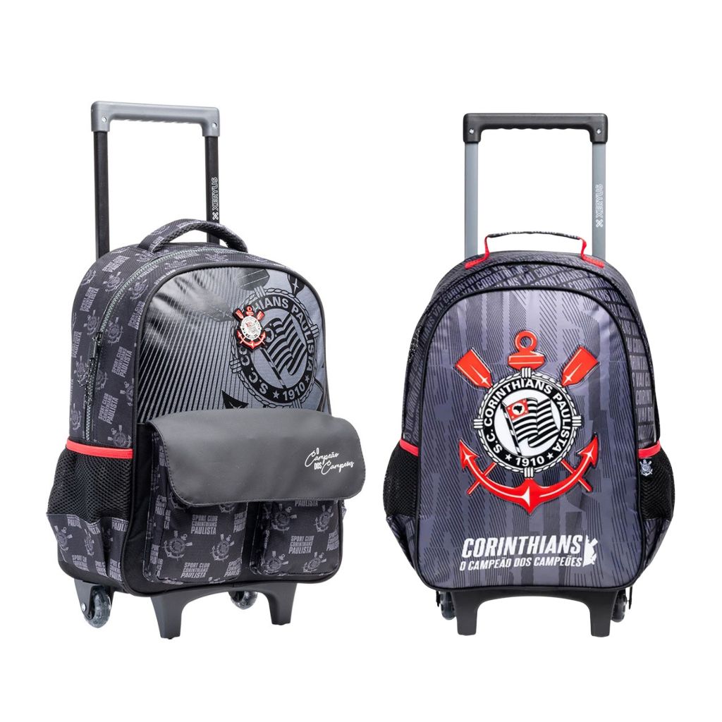 Mochila com Rodas Escolar 40x30cm Tamanho 16" Corinthians Xeryus