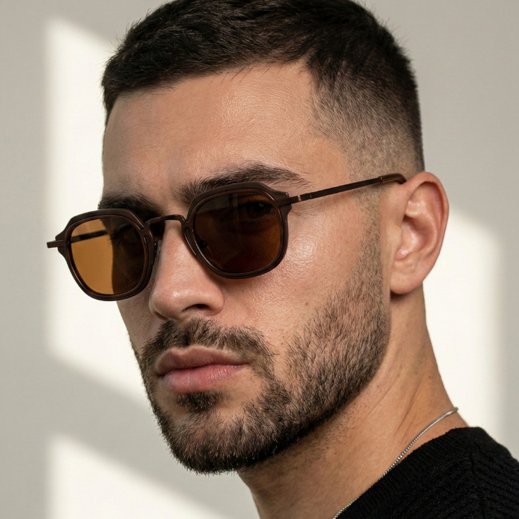 Oculos de Sol Hexagonal Tendencia Preto Fosco Marrom Blogueira Premium uv400 Masculino Feminino em Oferta na Shopee