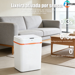 Lixeira Com Sensor Automático Inteligente 15 Litros Abre Fácil Toque Aproximação VITOR em Oferta na Shopee