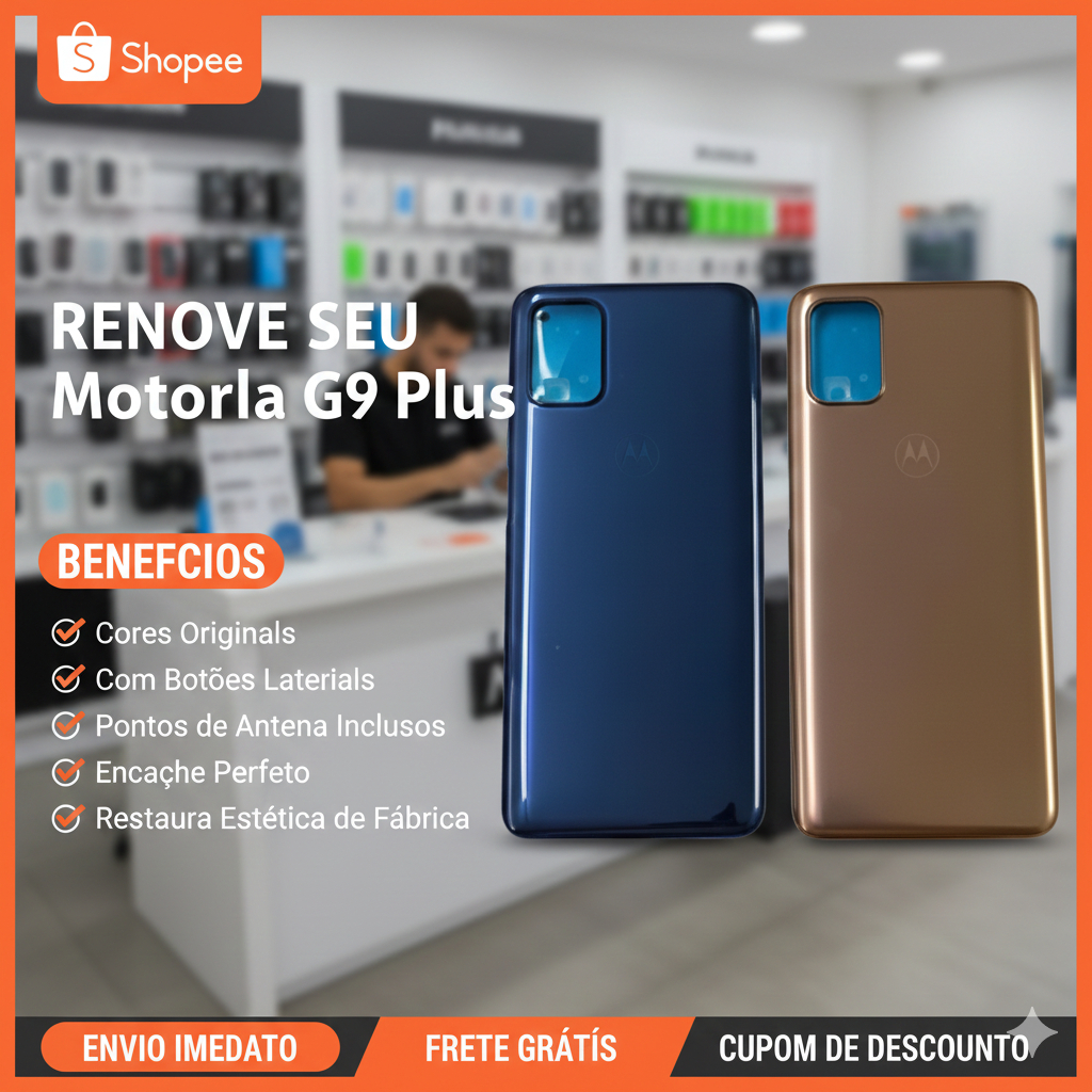 Tampa Traseira Moto G9 Plus Com Botões e Pontos de antenas, Envio inmediato em Oferta na Shopee