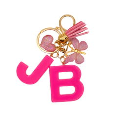 Chaveiro Feminino J B Rosa Pingentes Coração Borboleta Franja