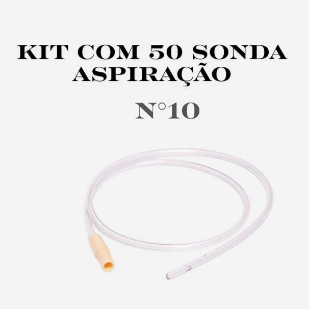 Sonda de Aspiração Traqueal - Kit com 50 Sondas - Nº10