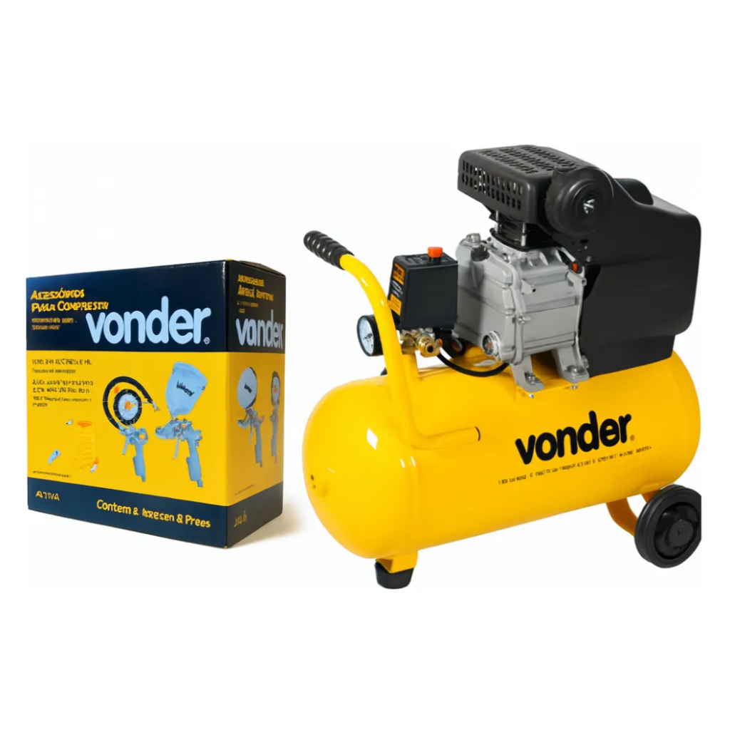 Compressor Vonder MCV216 120 PSI  1,3HP + Kit Pintura 4 Peças Alta Performance