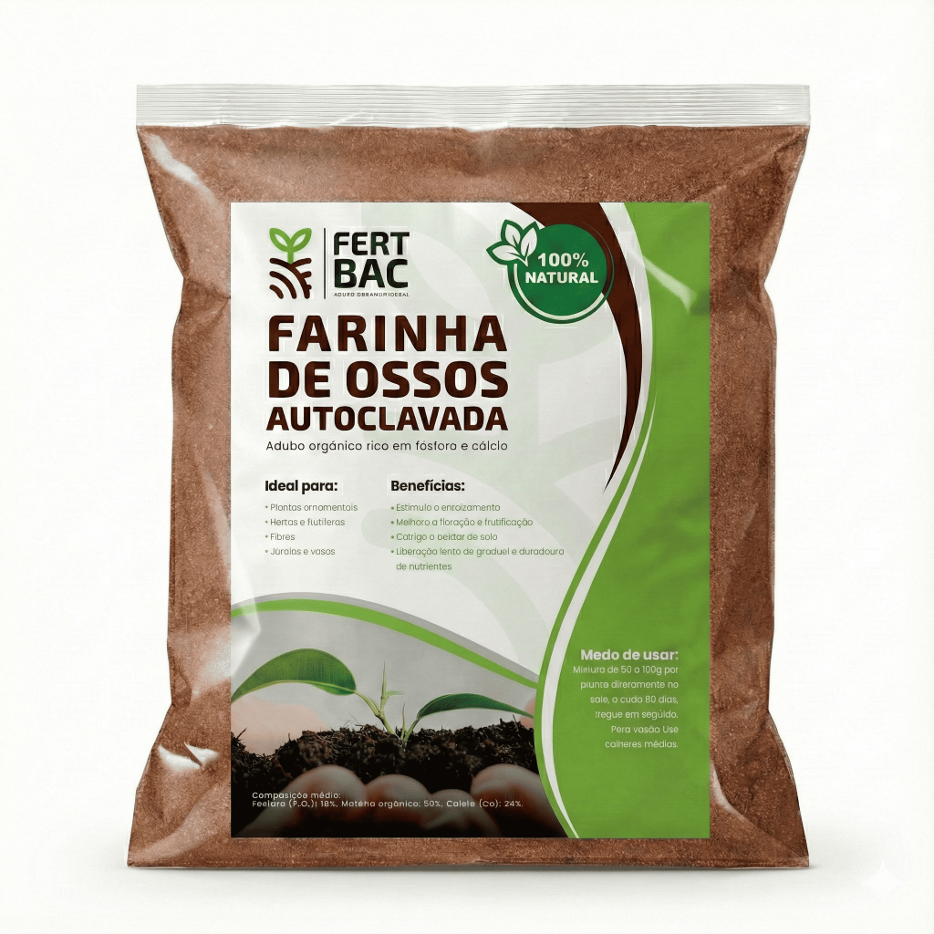 Farinha de Osso Autoclavada FertBac 5kg - Adubo Orgânico Rico em Fósforo e Cálcio