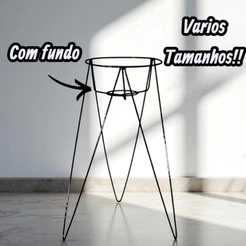 Suporte Plantas Tripe Alto 65cm Boca 20cm Com Fundo Para Pratinho Vaso