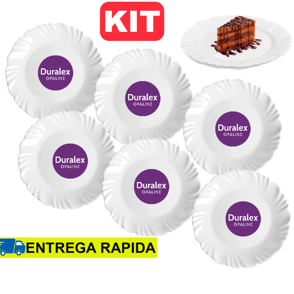 Jogo Pratos Para Sobremesa 04 / 06 / 12 Unidades Nadir Duralex em Vidro Kit Petala Branco Resistente em Oferta na Shopee
