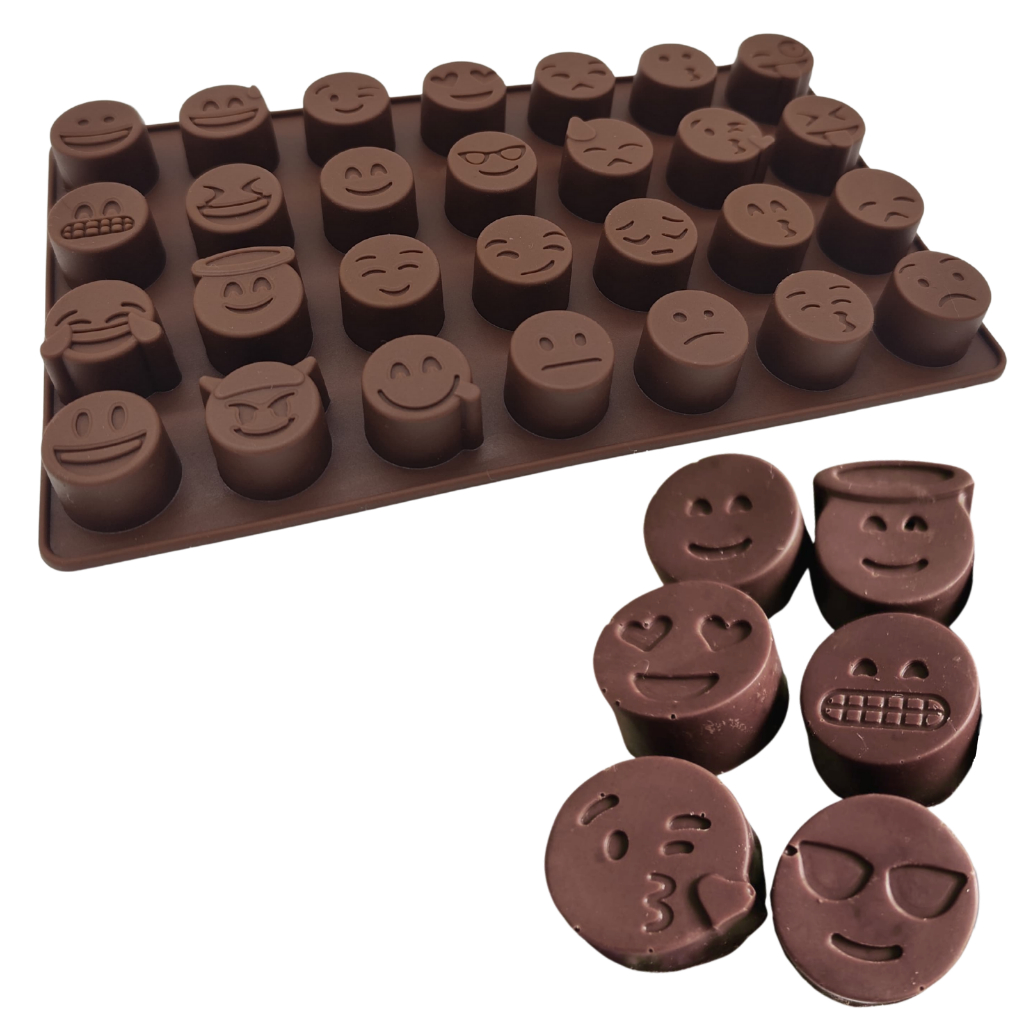 Molde de Silicone Emojis Chocolate Forma 28 Smiles Doces Resina Sabonete em Oferta na Shopee