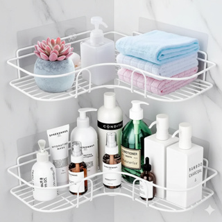 Kit Porta Shampoo Prateleira Inox Sabonete Suporte De Canto Com Adesivo Parede Banheiro Box Nicho em Oferta na Shopee